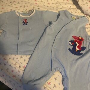 Vintage! Sesame Street Light Blue Baby Outfit with Elmo